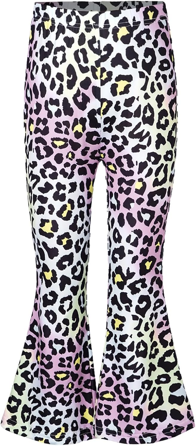 Hansber Girls Yoga Pants Flared Leggings Leopard Print High Waist Bell Bottoms Stretchy Full Length Pants