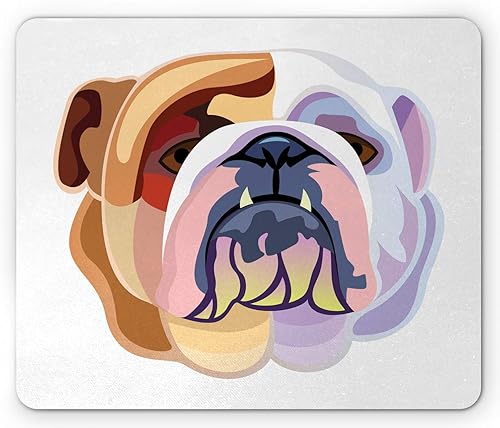 Ambesonne Alfombrilla de mouse de bulldog inglés, diseño de animales abstractos, diseño de animales abstractos, alfombrilla de mouse rectangular de