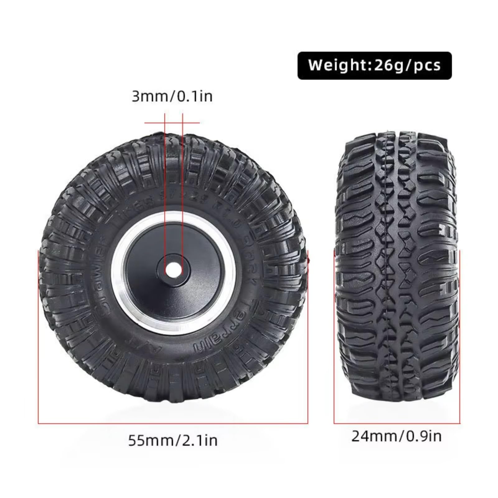 Modelos Repuesto RC para TRX4M para SCX24 para AX24 para FCX24 1/18 1/24 Juego De 4 Ruedas De Metal Beadlock De 55 Mm Y 1,0" Accesorios De Actualización para Coche RC Crawler