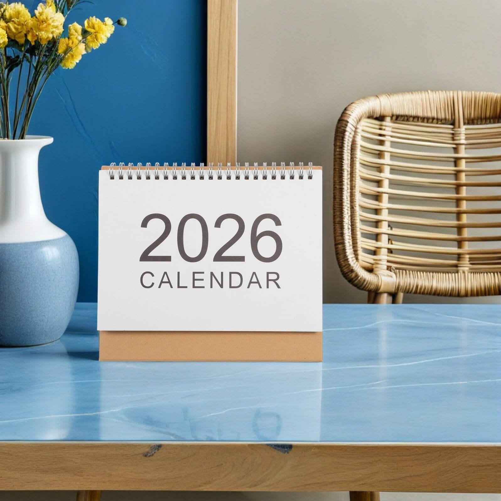 Calendario 2026 2 Pezzi Calendario da scrivania Calendario mensile Planner Giornaliero Desktop per Ufficio Casa Decorativo in Piedi
