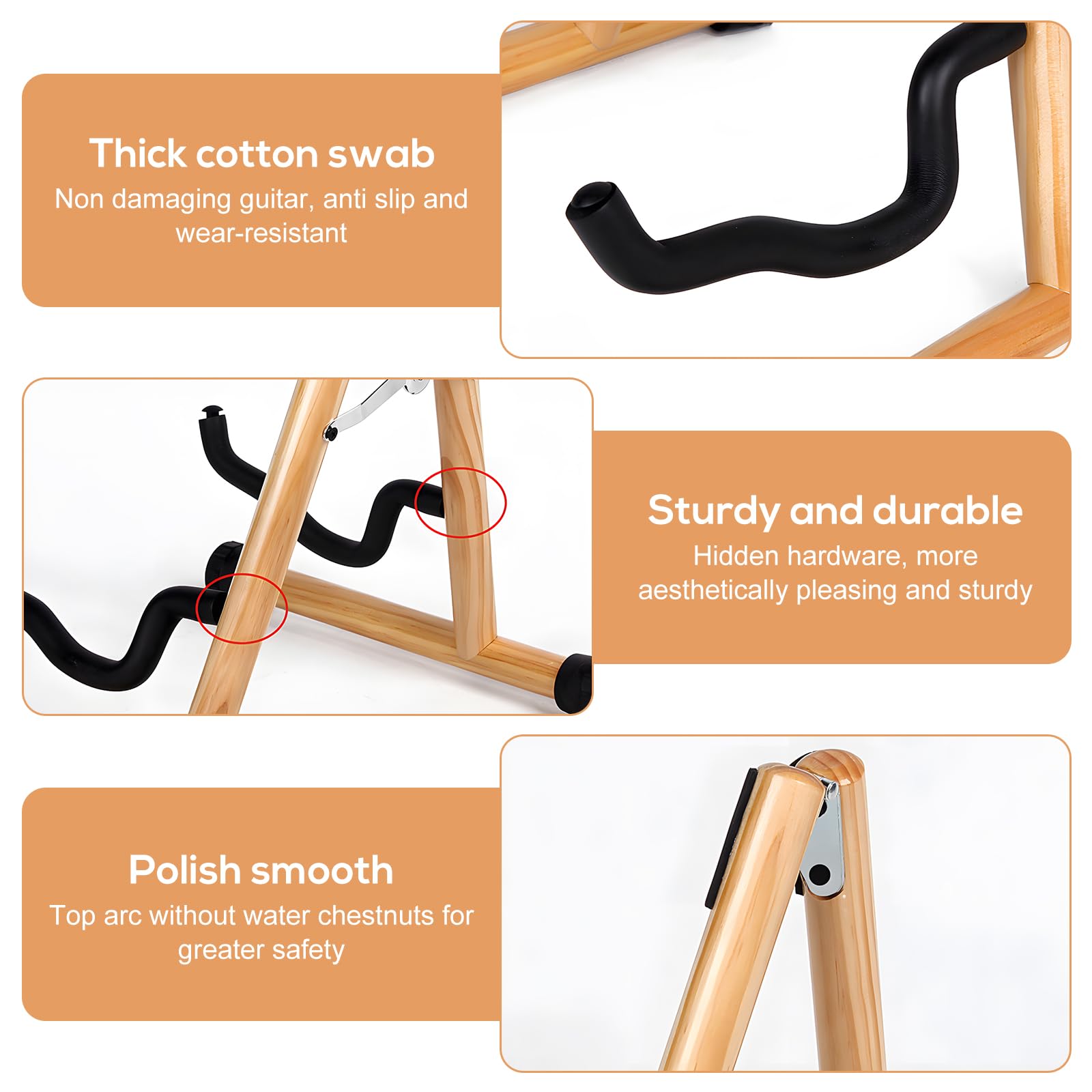 Supporto per chitarra in legno, per violoncello con supporto ad arco e schiuma imbottita, supporto pieghevole per chitarra acustica, in legno a forma di A, realizzato a mano, per chitarra elettrica