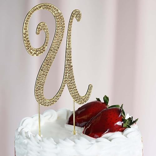 Miniatura 10 de Efavormart - Decoración para tartas de 4.5 pulgadas de alto con diamantes de imitación dorados brillantes para bodas, fiestas de cumpleaños, eventos