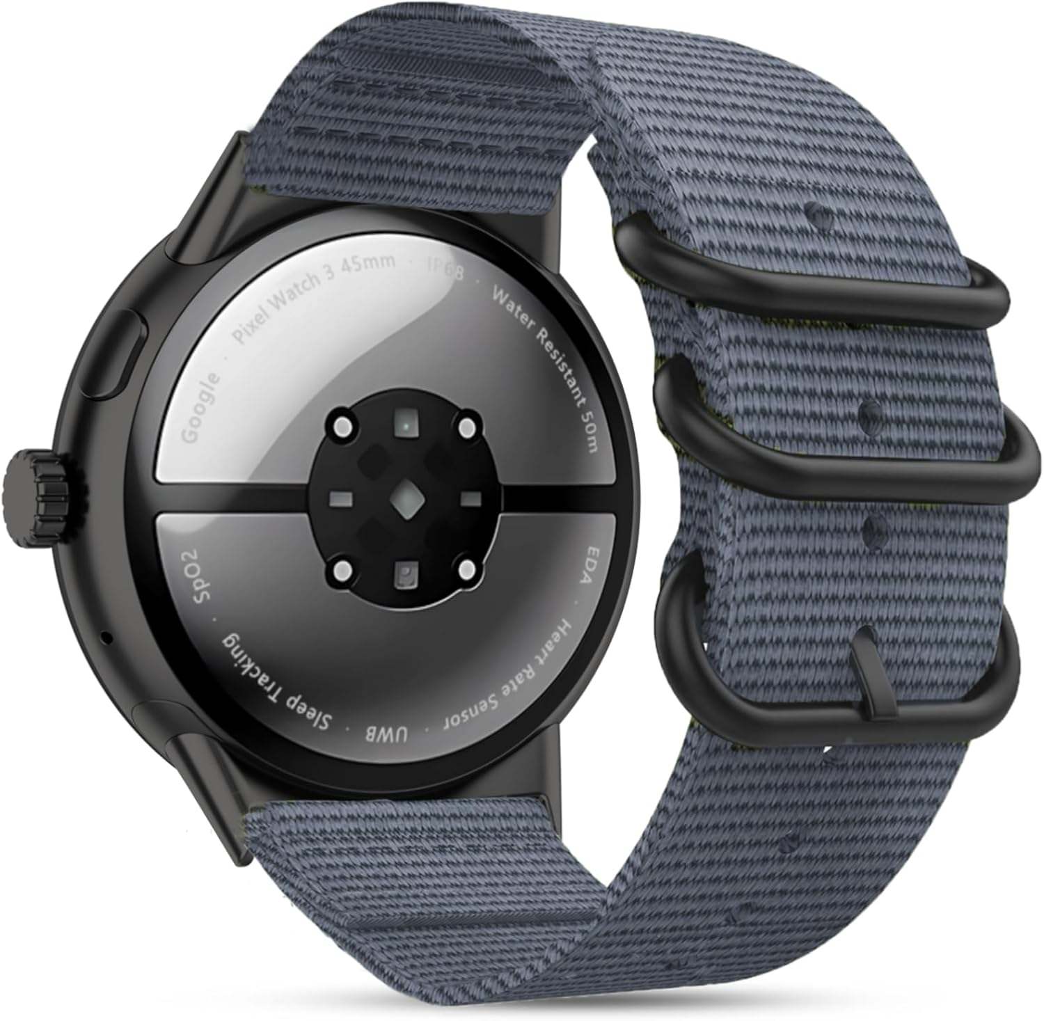 Military Ballistic Nylon Band Compatible with Google Pixel Watch 3 45mm, Hiking Trail 22mm Wear-Resistant Rugged Nylon Strap for Pixel 3 Watch Replacement Wristband (PVD Buckle) for Men Women grey