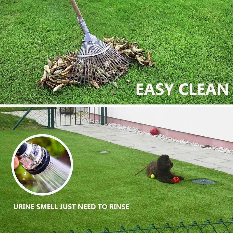 Artificial Turf Grass Outdoor Realistic Fake Grass Deluxe Turf Synthetic Thick Lawn Pet Turf 1 3/8” Height Outdoor Decor Backyard Customized Thick Faux Grass Outdoor Rug 7FT x 28FT