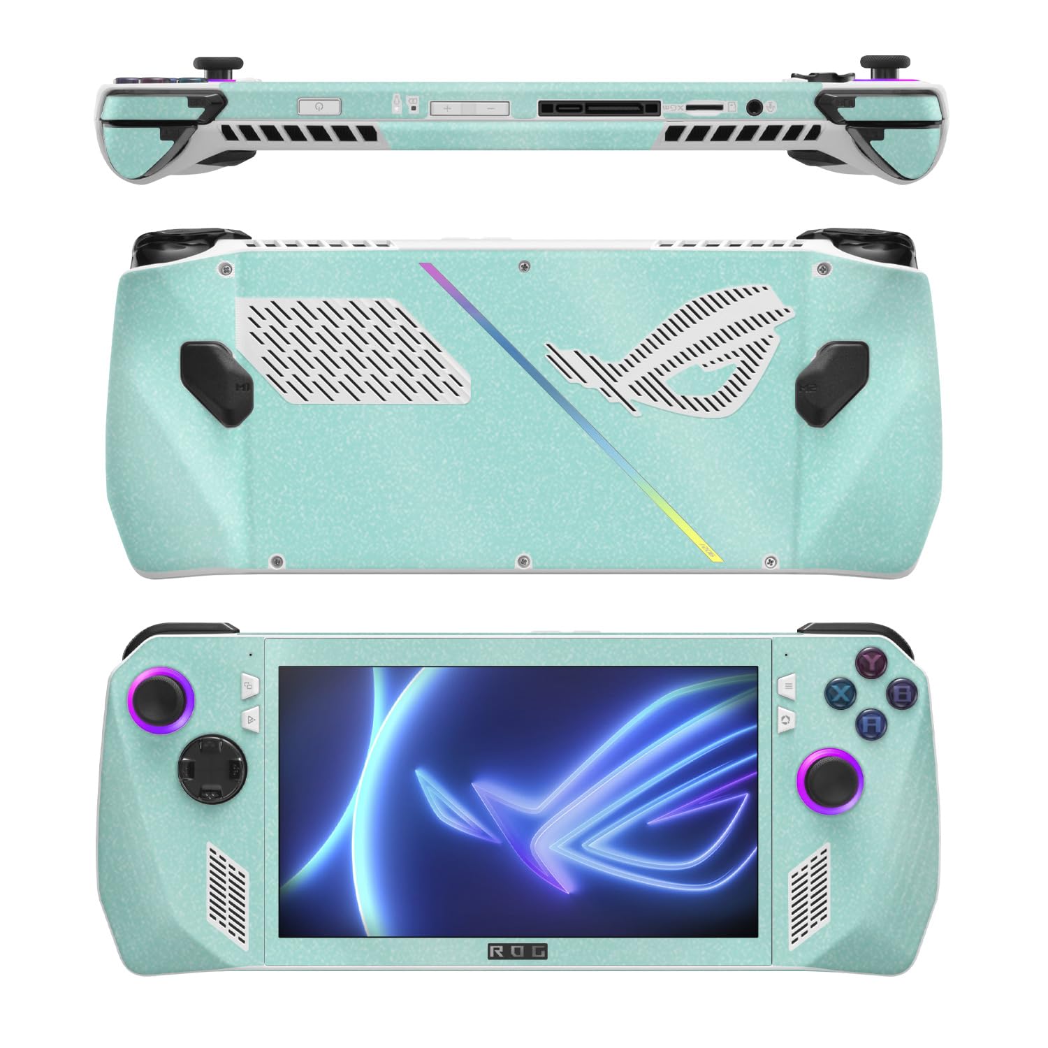 MightySkins Glossy Glitter Skin Compatible with Asus ROG Ally - Solid Seafoam | Protective, Durable High-Gloss Glitter Finish | Easy to Apply