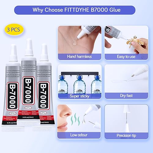 Miniatura 4 de 3 piezas de pegamento de joyería B7000 para fabricación de joyas, pegamento transparente de 0.5 fl oz, pegamento transparente para manualidades,