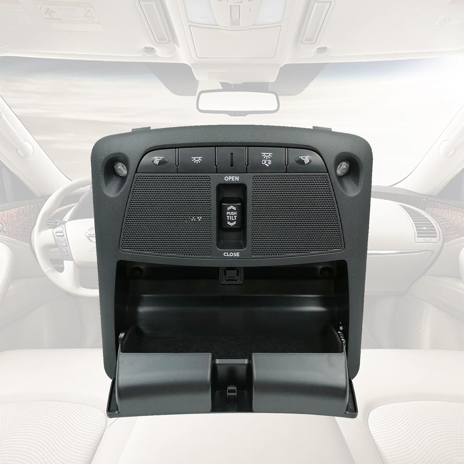 Overhead Console Interior Overhead Map Lamp Reading Light for Nissan, Sunroof Switch Console Assembly Replacement Accessories-Black