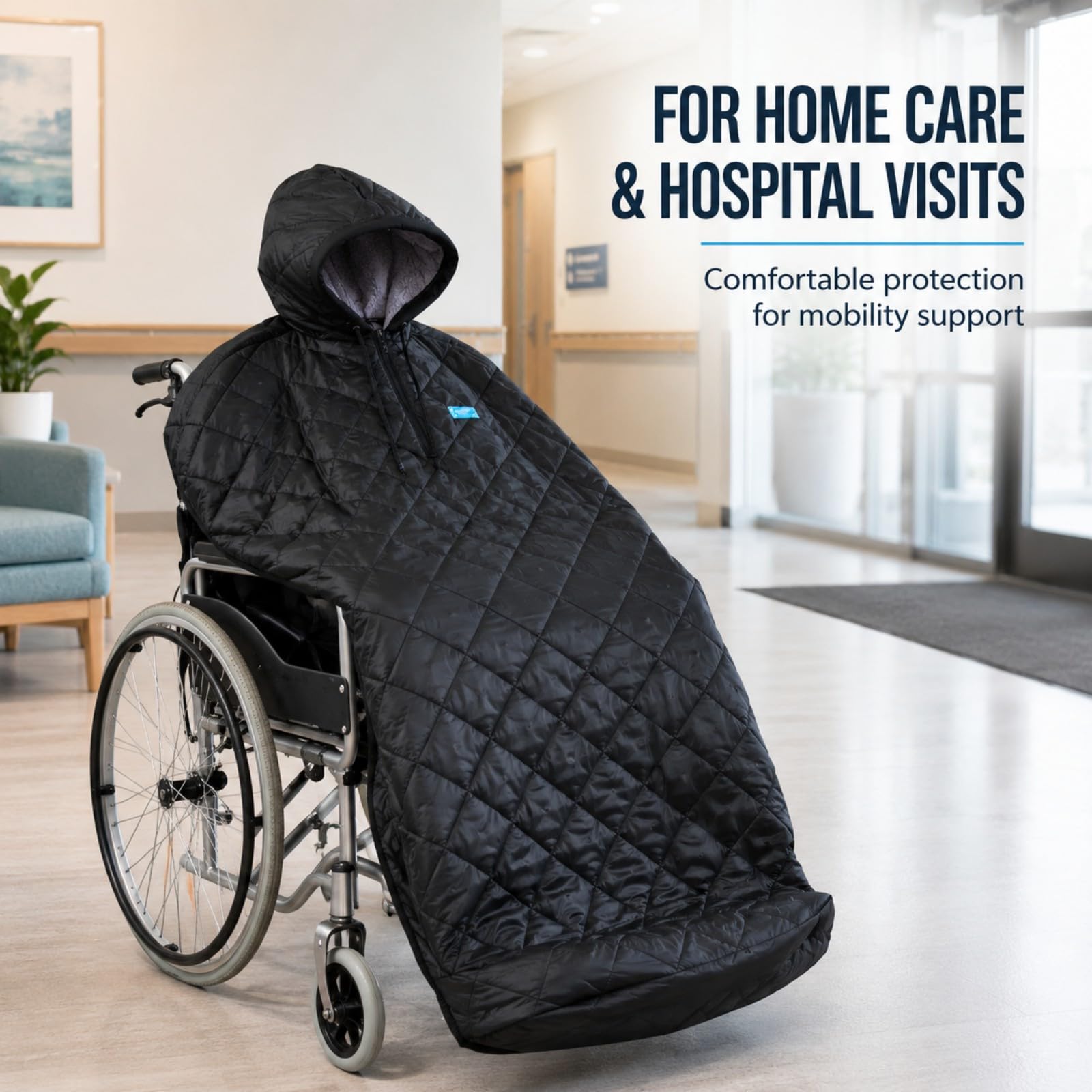 Manta Térmica Silla Ruedas para Merits Health P101 Travel-Ease 2018-2026 | Felpa térmica impermeable | Contra viento frío | Cobertura total silla ruedas | Diseño con capucha | Protección exterior