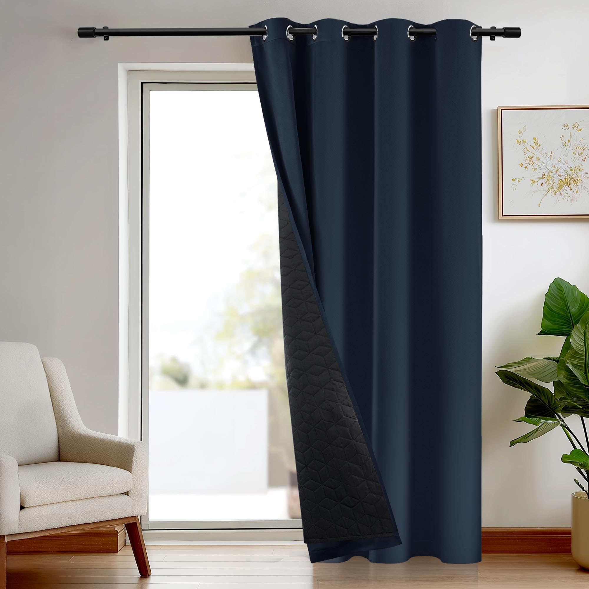 Deconovo Thermal Insulated Blackout Living Room Bedroom Curtains, 132×242 CM, Navy Blue, 1 Panel — image 1