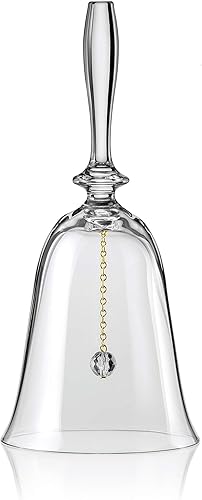 Barski - Vidrio de calidad europea - Campana - 7.25" H con cadena de oro para clapper - Cristal de cristal - Hecho en Europa