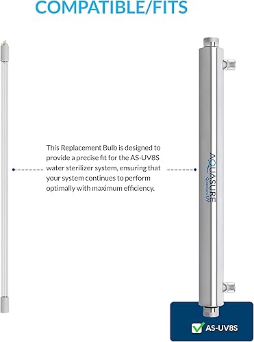 Aquasure Quantum Series 8 GPM - Tubo de manga de cuarzo de repuesto ultravioleta ultravioleta para toda la casa AF-UV8-SLEEVE | Compatible con