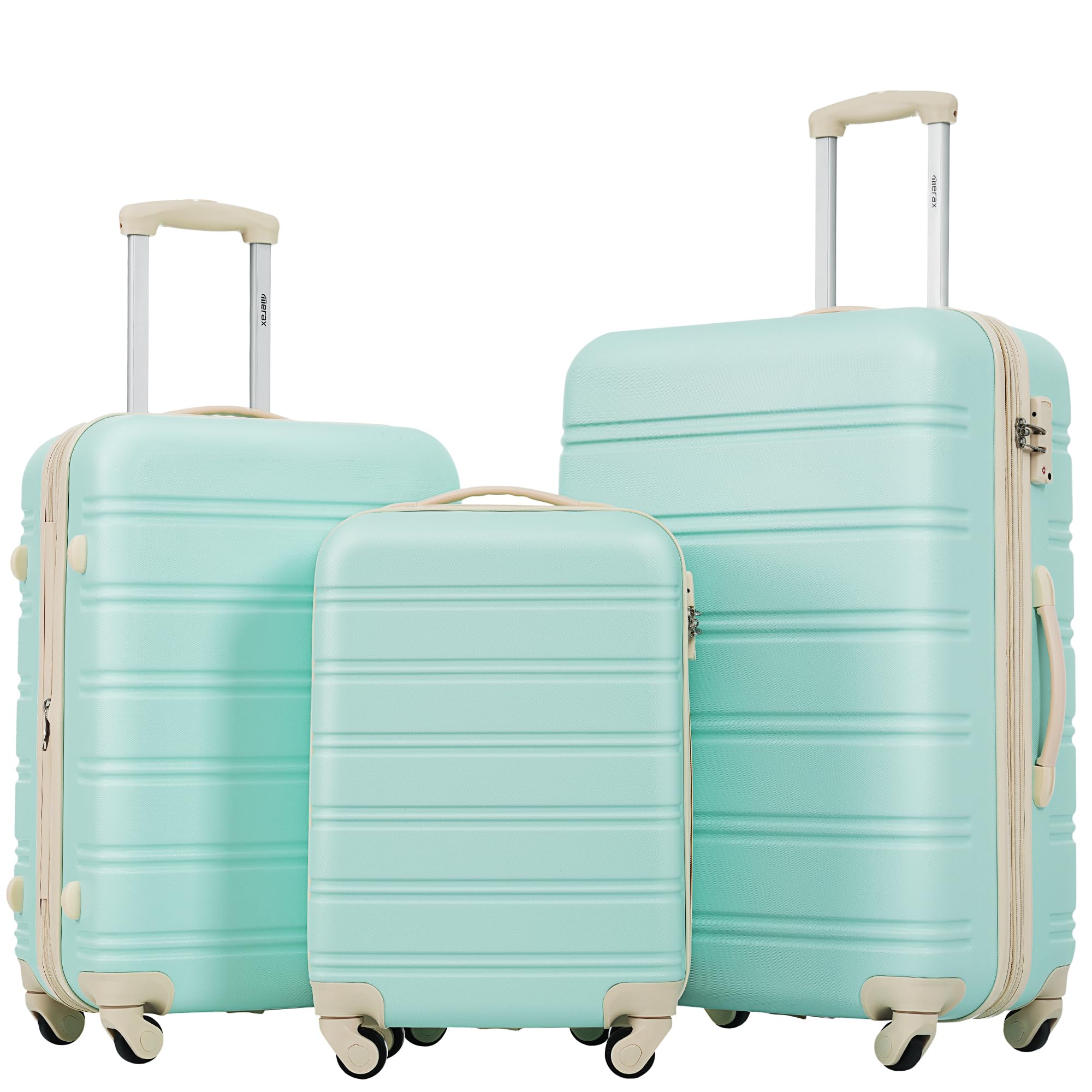 Merax Luggage Sets of 3 Piece Carry on Suitcase Airline Approved,Hard Case Expandable Spinner Wheels(Light Green),incomplete 