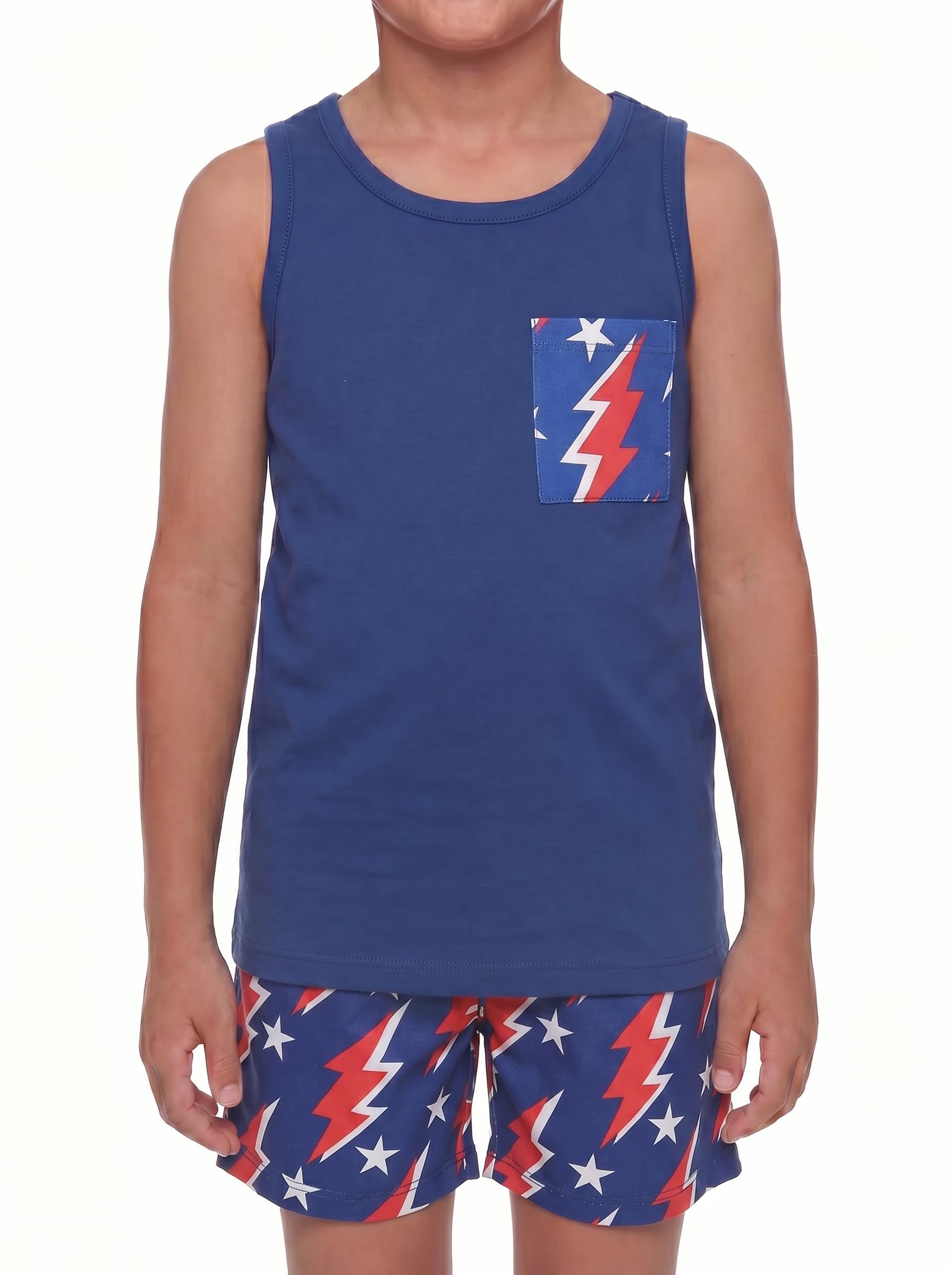 Unique Baby Boys American Boy 4th of July 2pc Tank Shorts Set