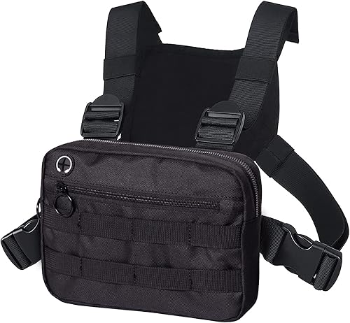 MJNUONE Mochila de pecho para hombre al aire libre, impermeable, táctica, con correa reflectante, bolsa Molle para correr, senderismo, escalada,