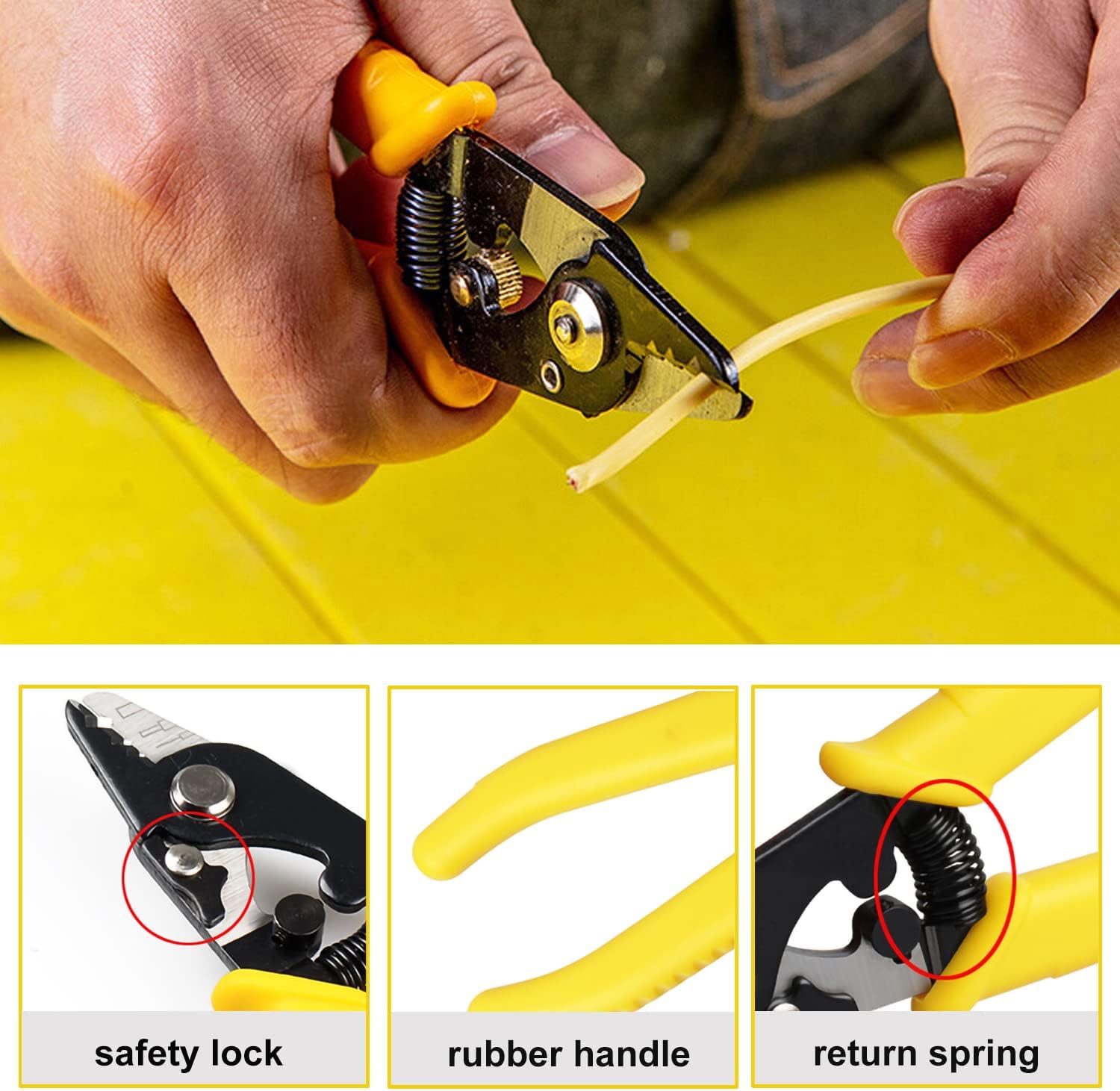 6" Fiber Optic Stripper 3 Hole,Precision Wire Cutter/Wire Stripper for Installers and Electricians,Safe¬ Hurt nm Cable Wire Fiber Strippers with Small Adjustment Wrench