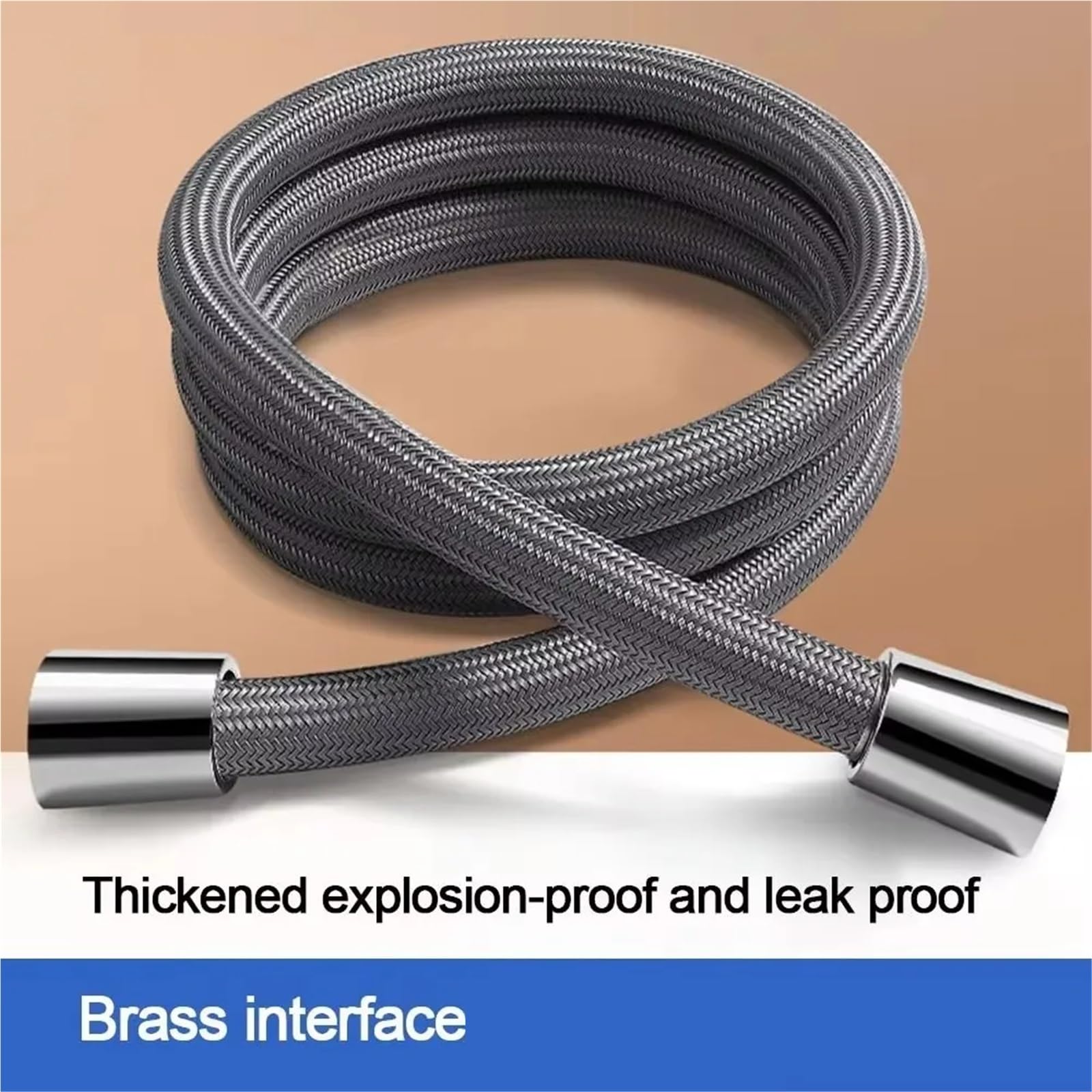 Manguera de ducha flexible antitorsión de 2 m, ajuste universal para bañeras y duchas, tubo de nailon negro para cabezales de ducha de mano
