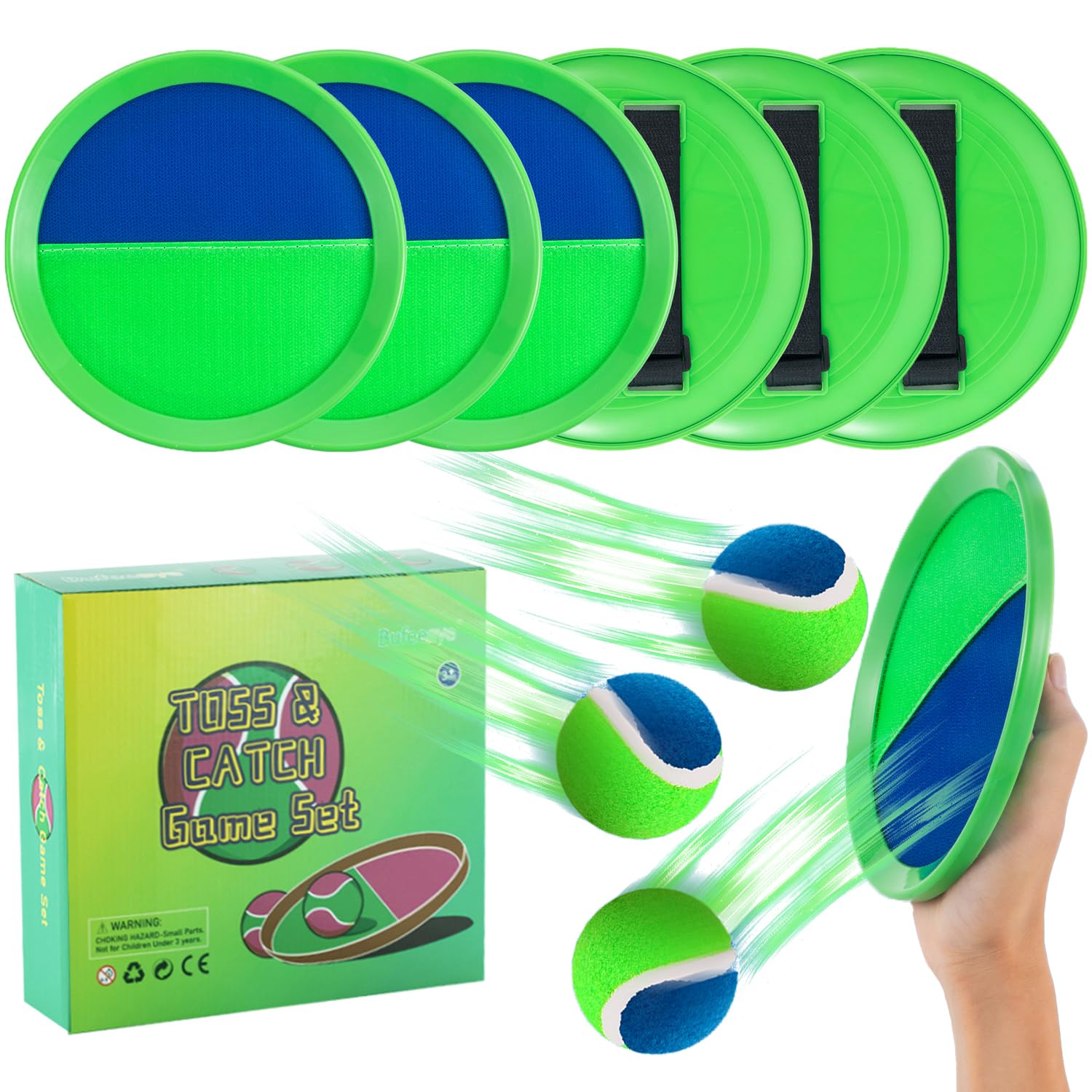 Outdoor Games - Outside Toys for Ages 4-8, Toss and Catch Ball Set, Yard Games for Kids Boys Girls Christmas Birthday Gifts New Year Gifts(6 Paddles 3 Balls)