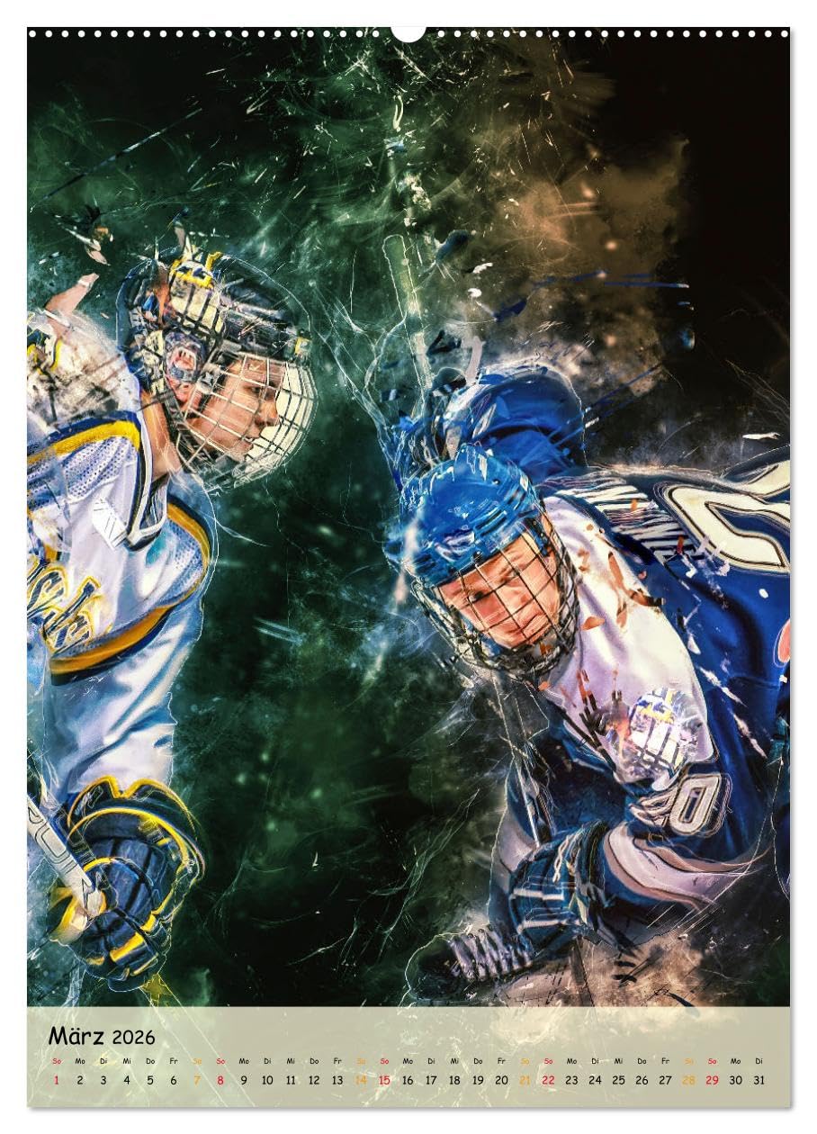 Eishockey spektakulär (hochwertiger Premium Wandkalender 2026 DIN A2 hoch), Kunstdruck in Hochglanz: Teamsport der Extra-Klasse - Kraft, Ausdauer, Härte und Schnelligkeit. (CALVENDO Sport)