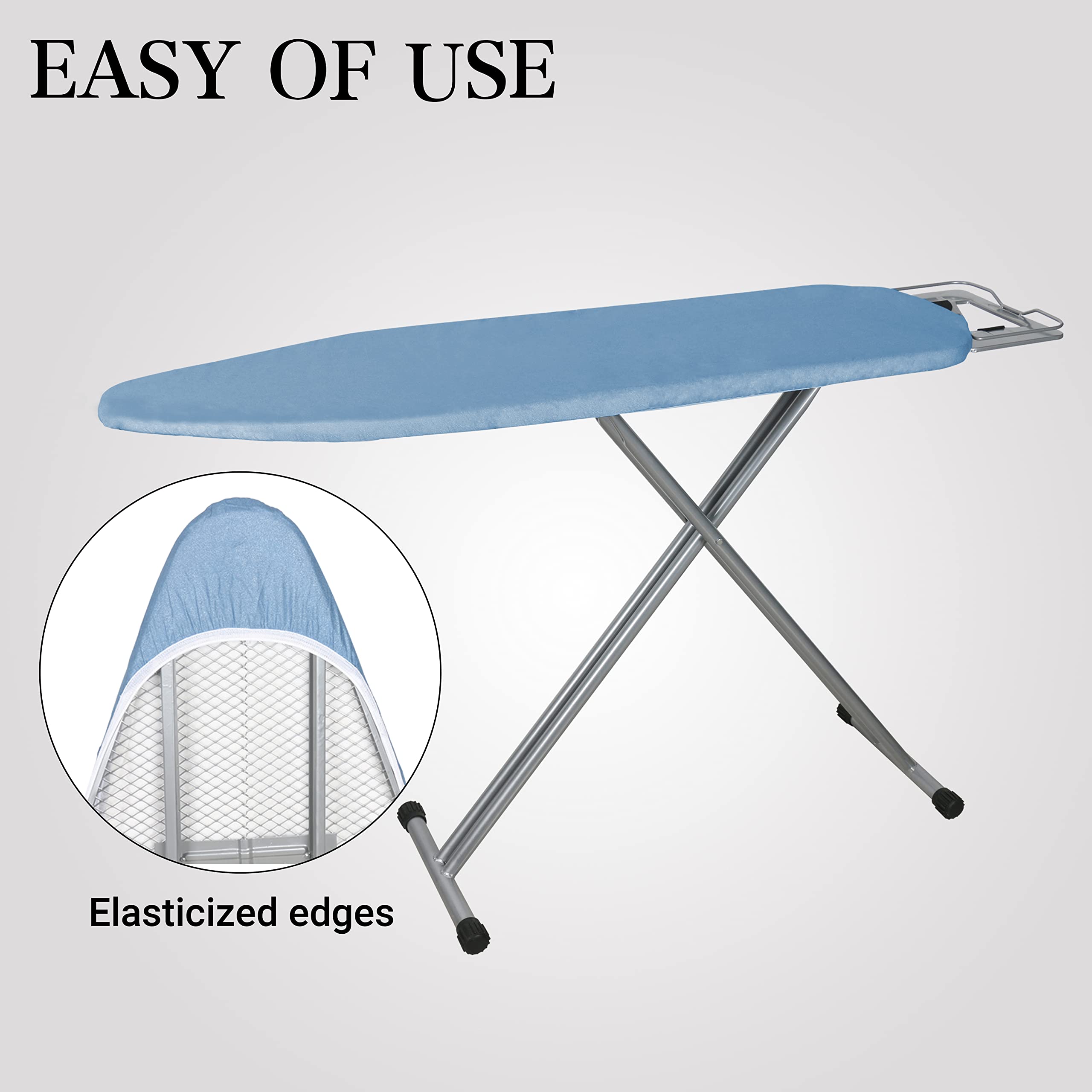 ZOES HOMEWARE Funda y almohadilla para tabla de planchar | Funda 100% algodón con acolchado tamaño estándar con revestimiento de aluminio | Tabla de planchar reflectante al calor con bordes elásticos