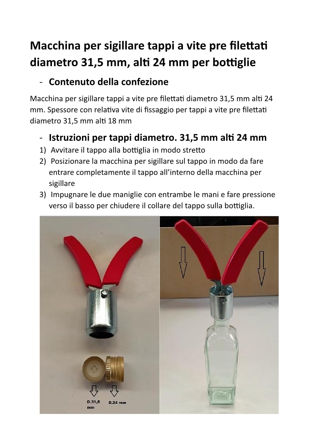 Sigillatrice Capsulatrice Per Tappi A Vite Prefilettati Da 31,5mm - Per Olio D'Oliva E Conserve - Foto 9