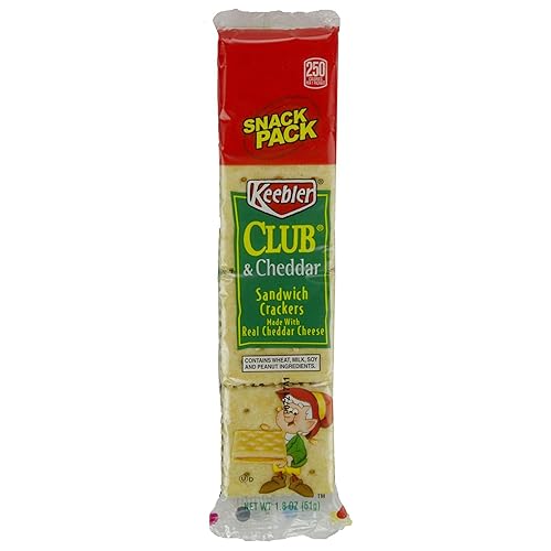 Keebler Club & Cheddar Cheese Sandwich Cracker - Paquetes de bocadillos de 1.8 onzas, 12 unidades