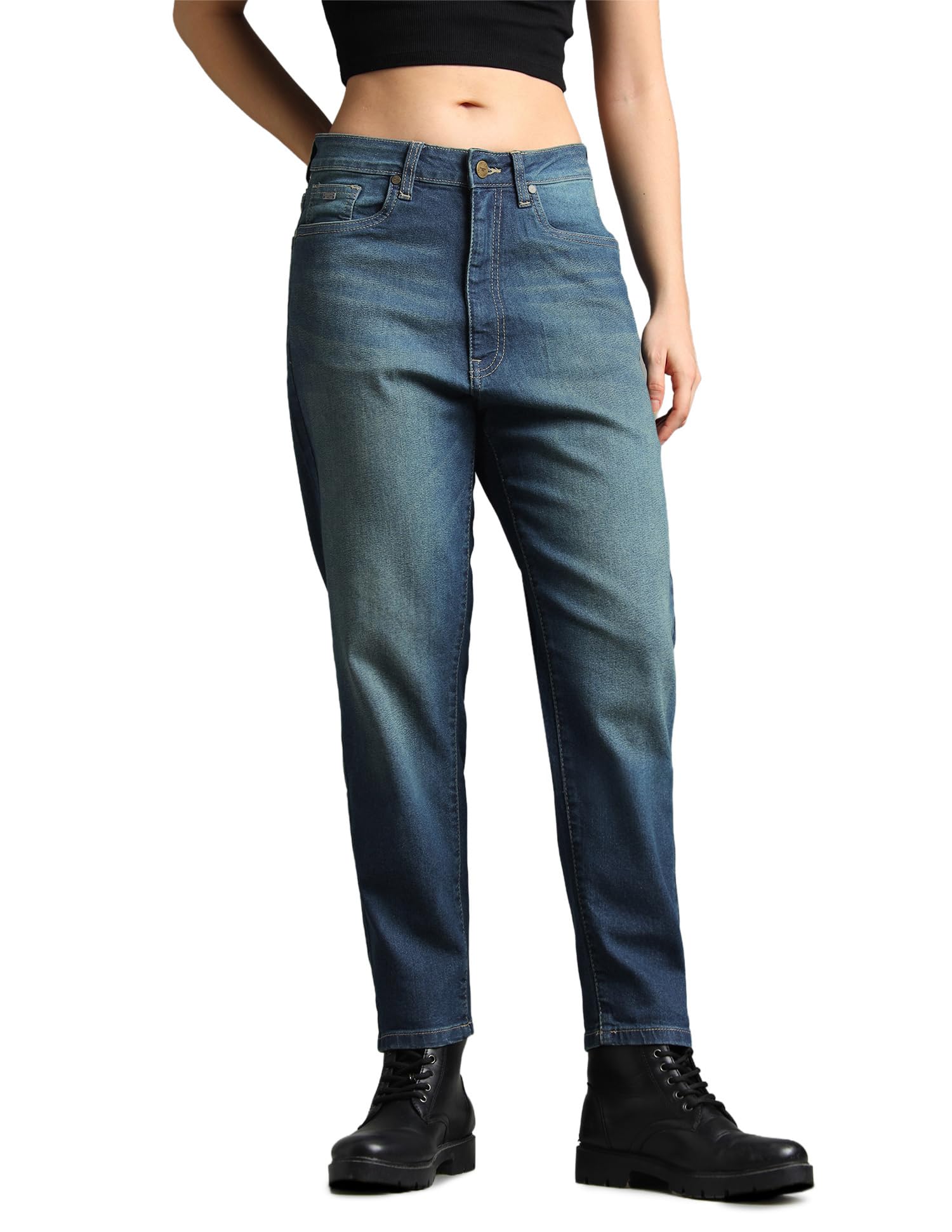 flying machine Women's Mom Fit Jeans| Solid | High Rise | Stretchable | Jeans for Woman-picture-32