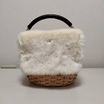 Amazon.co.jp: ファー付きカゴバッグ ファーバッグ バスケットバッグ