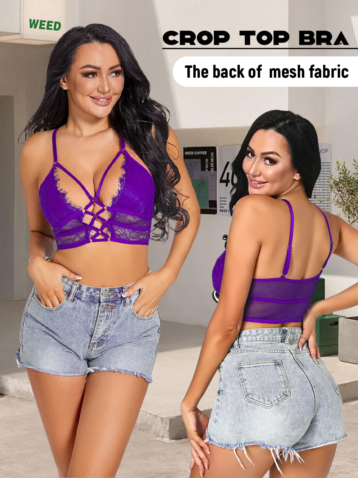 QHQQXN strój damski biustonosz na ramiączkach Criss Cross krótki top z rzęsami biustonosz kamizelka Bralette Busiter bielizna