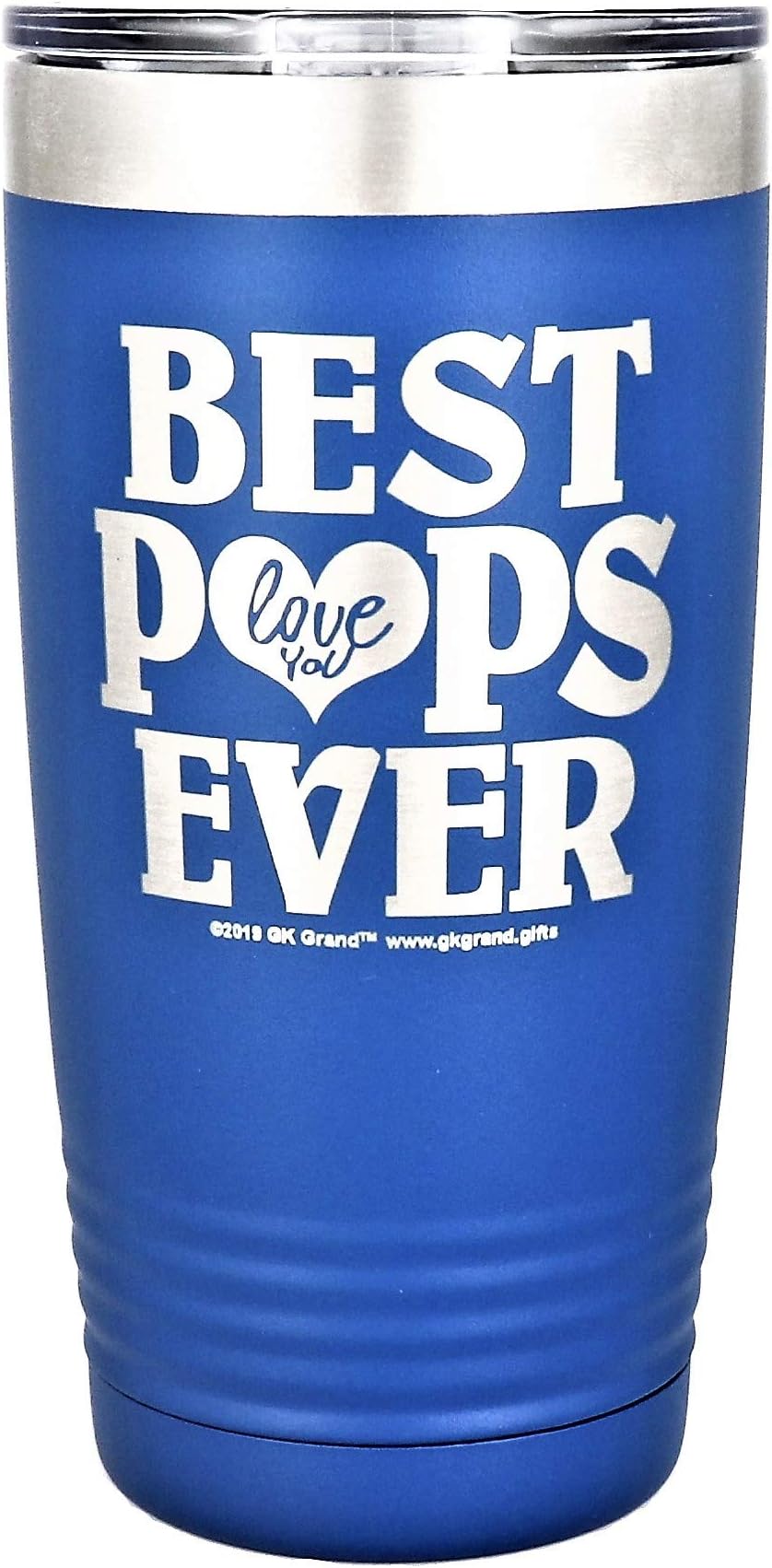 Pops – Best Pops Ever love You - Stainless Steel Vacuum Insulated Tumbler Large Travel Coffee Mug Hot Cold GK Grand Designed & Engraved Birthday Fathers Day Christmas Gifts (Royal Blue, 20oz)