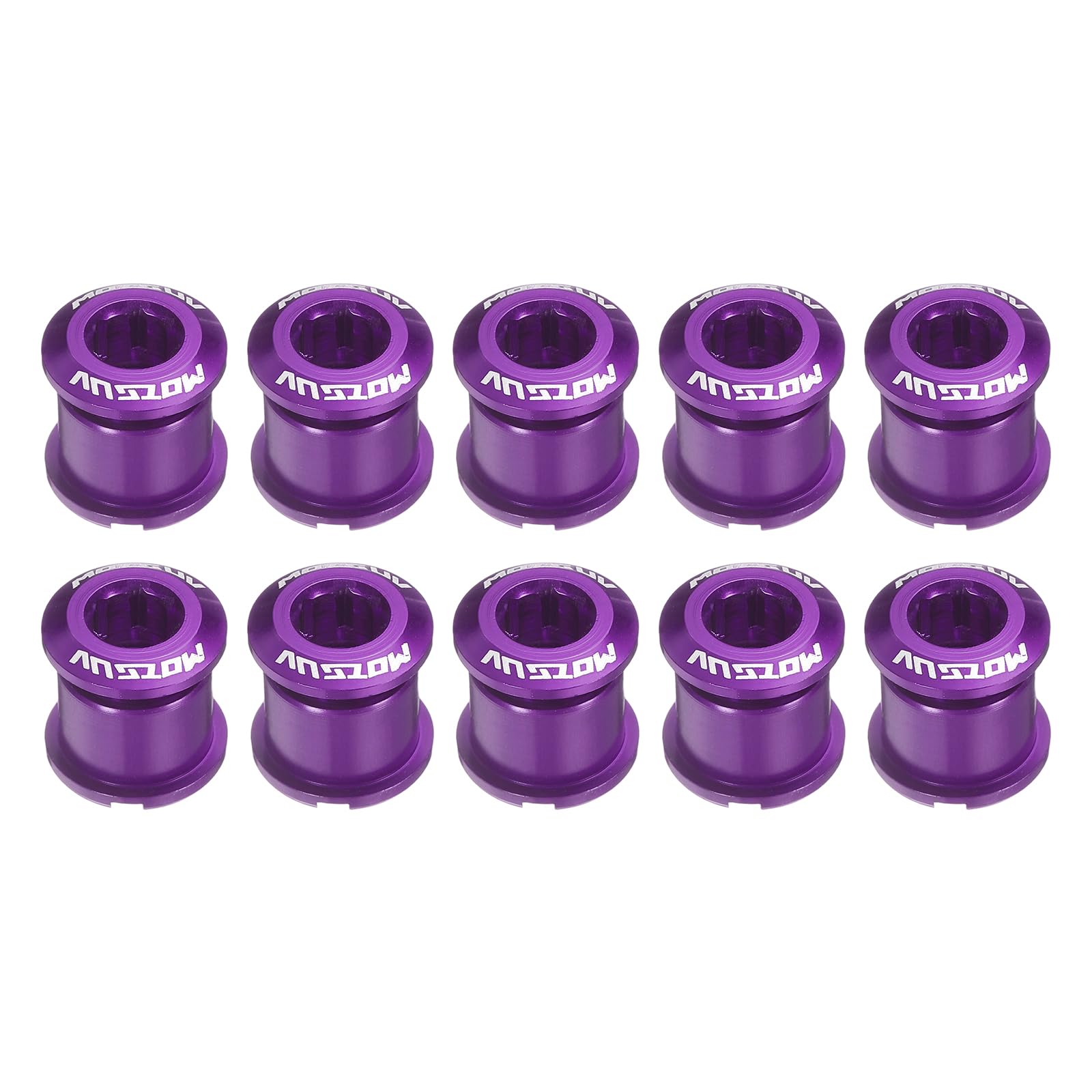 sourcing map 10pcs Double Chain Ring Bolts M8 Aluminum Alloy Bicycle Crankset Nuts Chainwheel Screw for Road Bike Mountain Bike, Purple