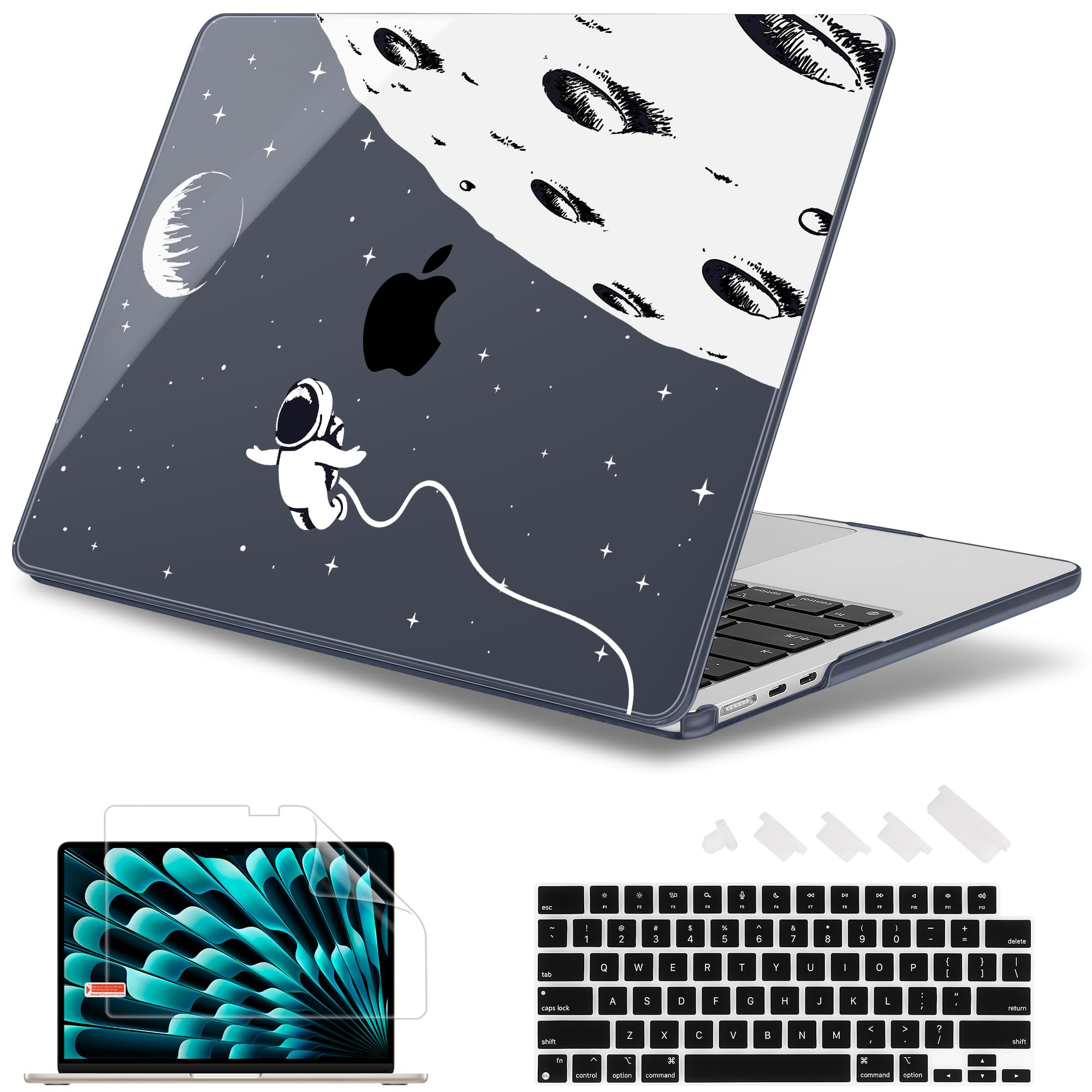 May Chen for MacBook Air 13.6 Inch Case 2025 2024 2023 2022 Release Models: A3240 M4 A3113 M3 A2681 M2, Plastic Hard Shell Case for MacBook Air 13.6" with Retina Display Fits Touch ID,Astronaut Flight