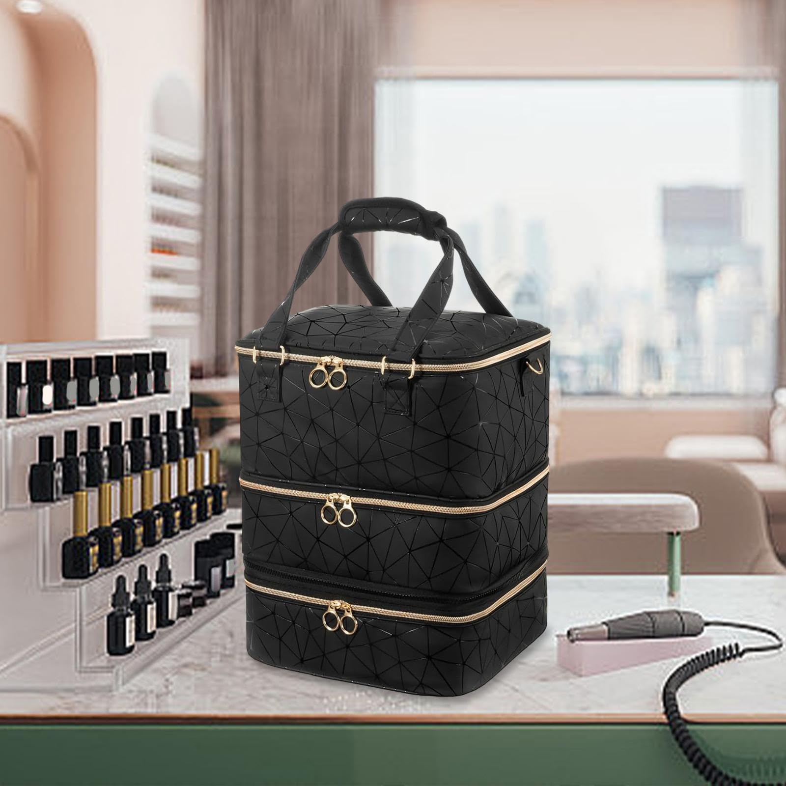 Sofisticado soporte para esmalte de uñas, lleva 84 botellas, mantiene los suministros limpios y accesibles, organizador de esmalte, sostiene 84 botellas lámpara