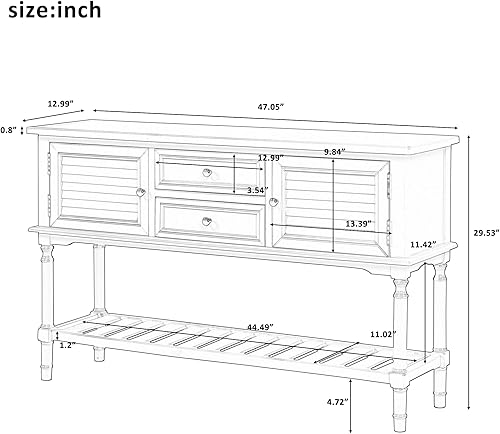 Miniatura 2 de Voohek Mesa de sofá consola de madera azul marino con 2 cajones 2 armarios y 1 estante para dormitorio sala de estar entrada pasillo
