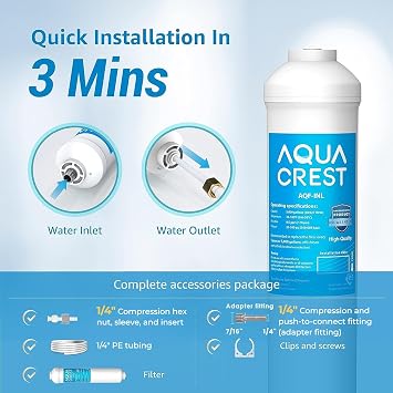 AQUA CREST INL 5 Years Inline Water Filter for Ice Maker and Refrigerator