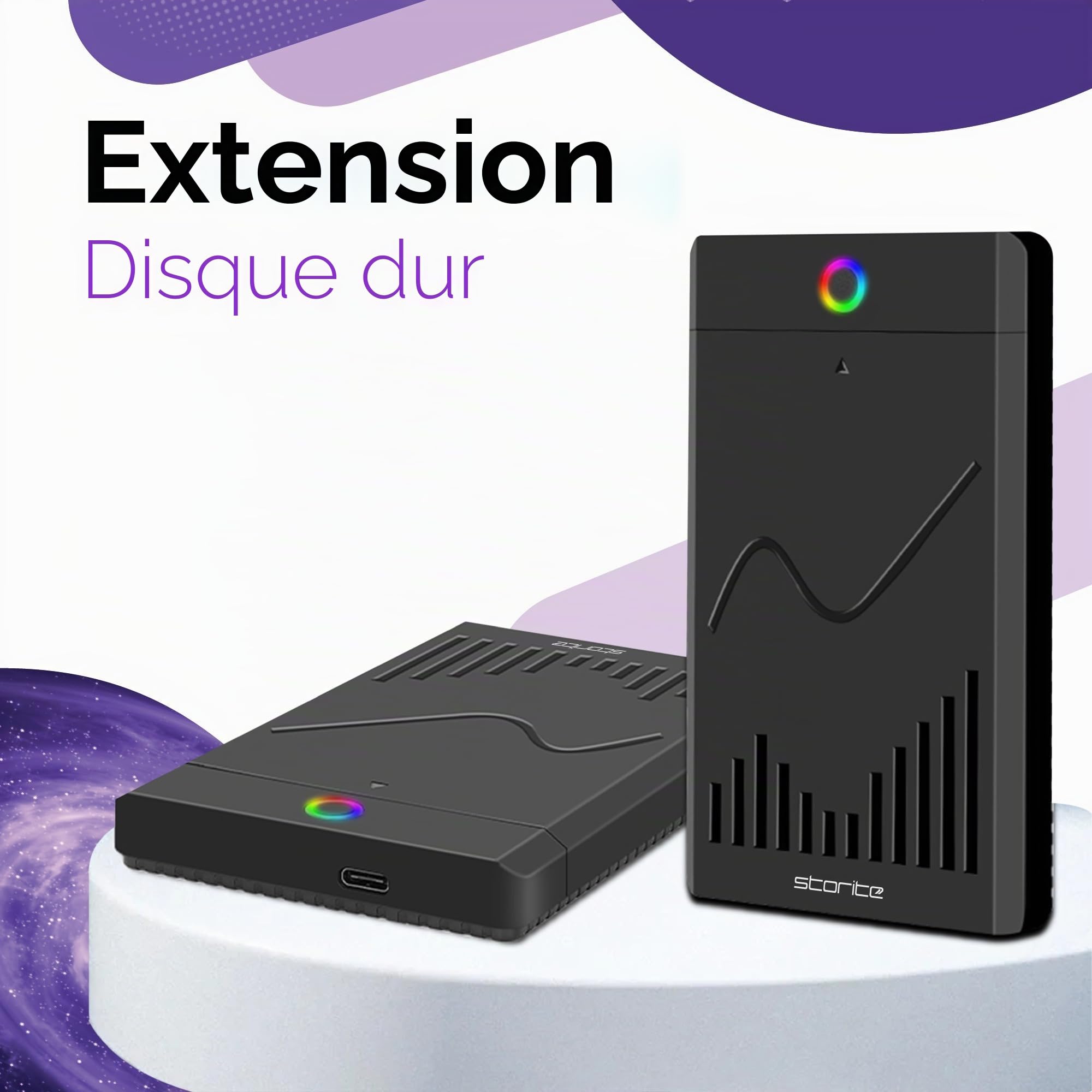 Storite Disque Dur Externe Portable 500 Go, 2,5 Pouces, USB-C pour PC - Noir