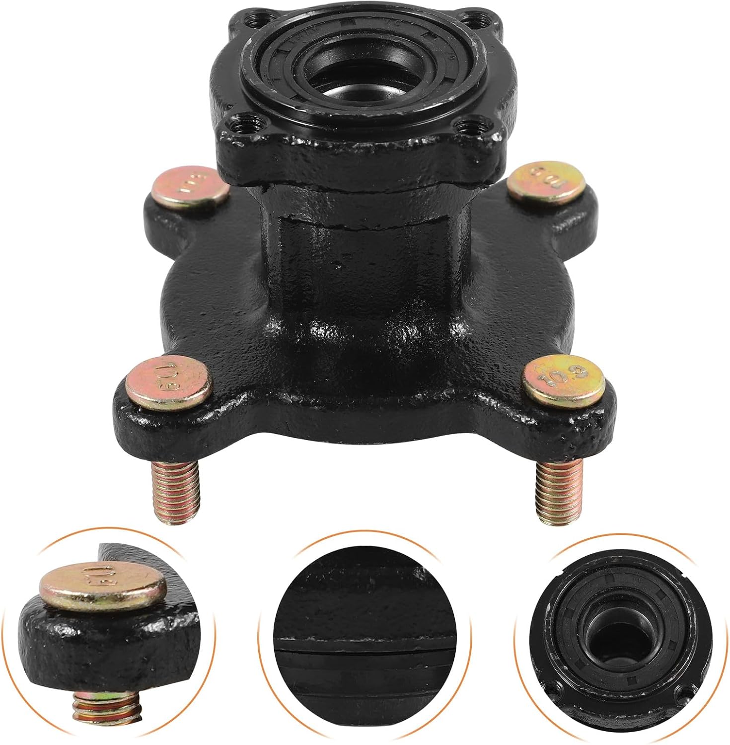 Zerodeko Atv Front Wheel Hub Assembly 4-hole 15mm Bore 88mm Bolt Pattern Black for 50-110cc Go Kart and Sand Beach Vehicle