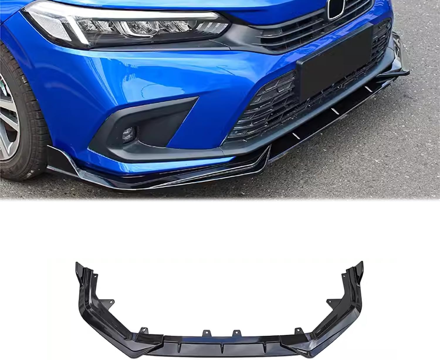 Front Bumper Lip Compatible with Honda Civic 11th Gen 2022 2023 2024 2025 4-Door Sedan & Hatchback PP Front Lip Lower Chin Spoiler Splitter 3PCS Carbon Fiber Color