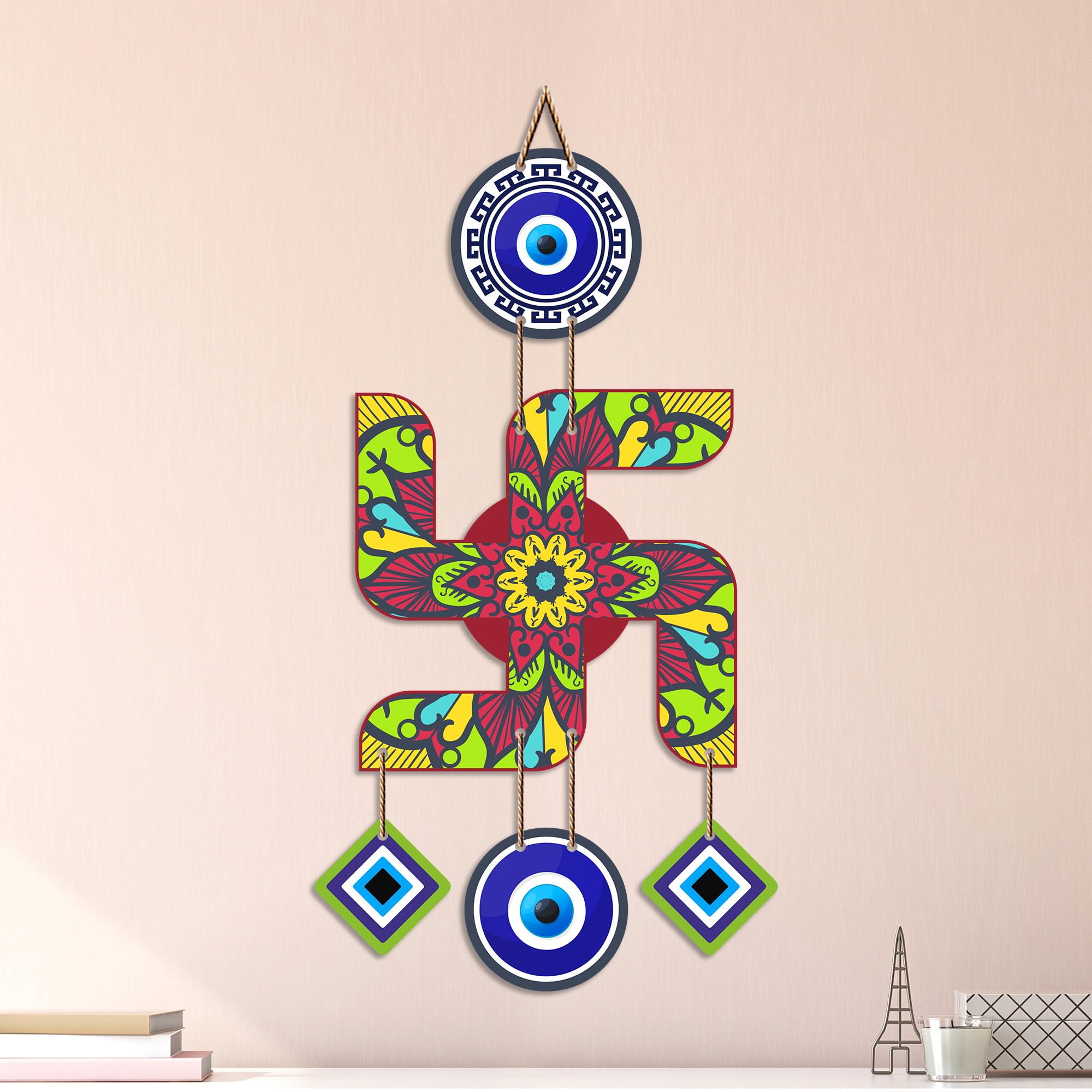 Golden Seven Horses Evil Eye Wall Hanging - Protection & Decor -6