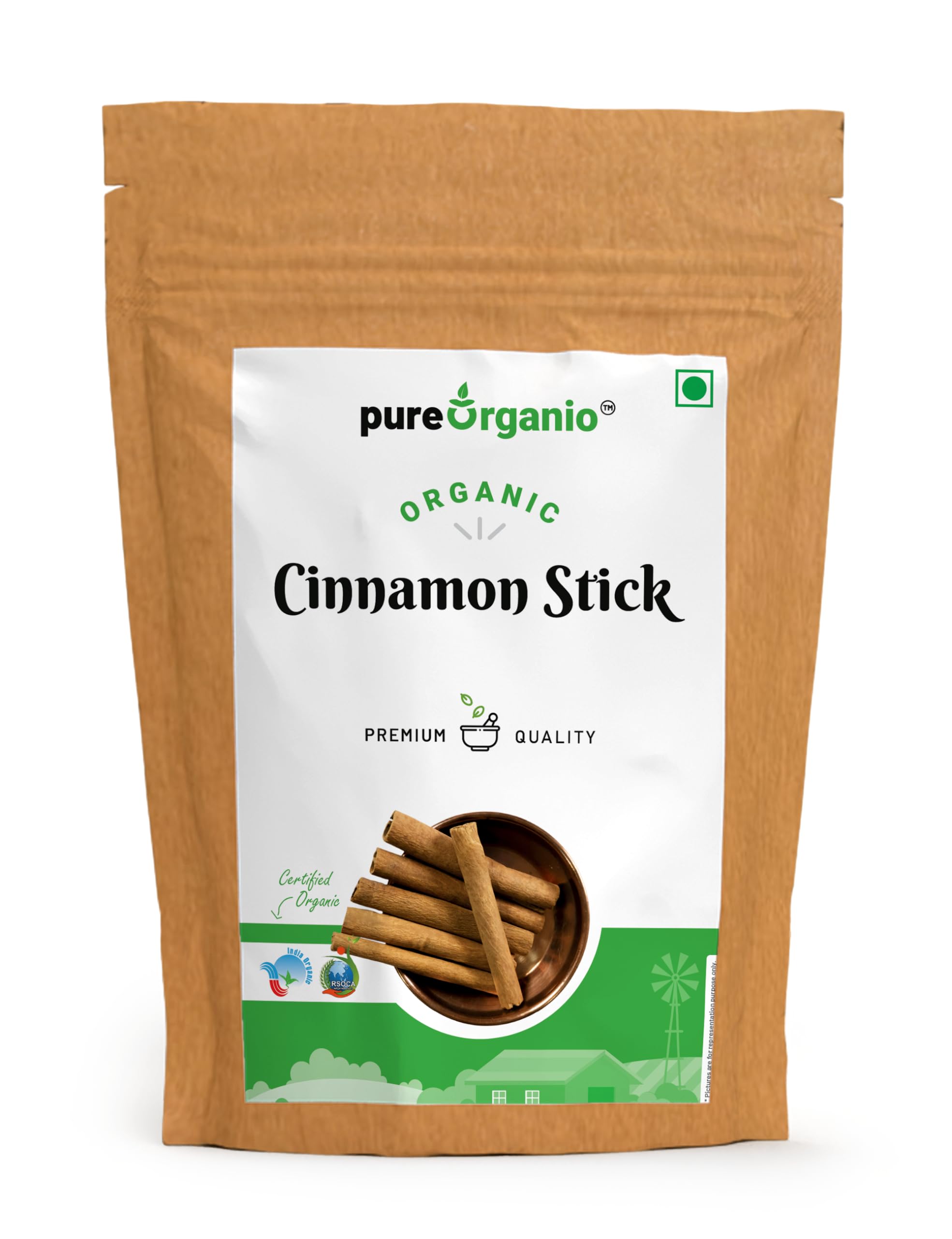 Pure Organio Organic Cinnamon Stick - Organic Dalchini Stick - Fresh and Handpicked (100 Gm)