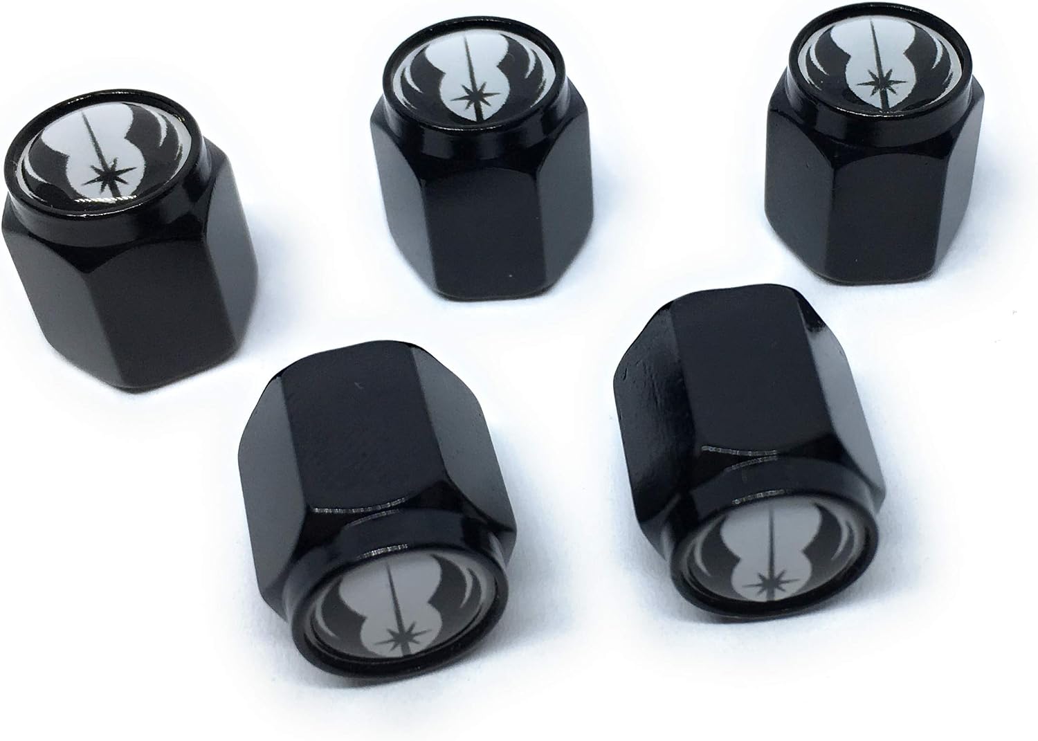 Jedi Order Galactic Empire Tire Valve Stem Caps (5 Pack) | Dust Proof, with O Rubber Seal Outdoor All-Weather Leak-Proof Air Protection Universal Covers for Cars SUVs Trucks Motor (Black)