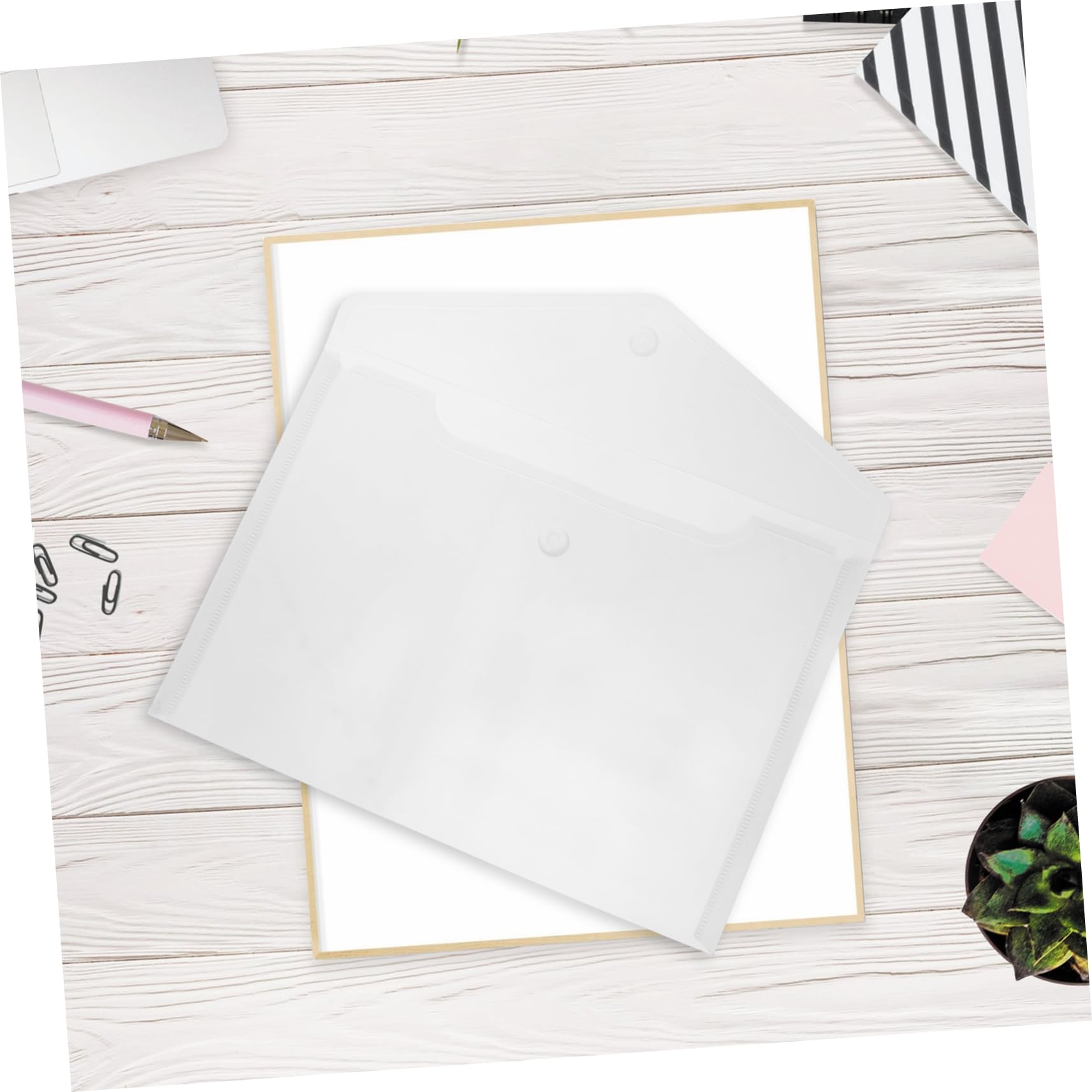 OSALADI Borsa Portadocumenti A4 in Plastica Trasparente Chiusura a Bottone, 40 Pezzi, Custodia per Documenti Ufficio, File Bag Waterproof per Studenti e Lavoro