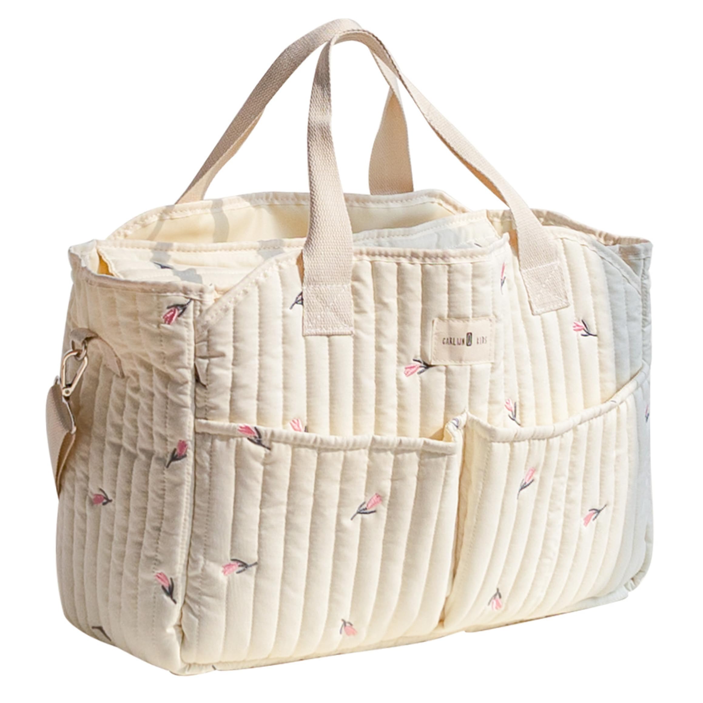 Gesteppte Babytasche, große Wickeltasche für unterwegs, vielseitige Schultertasche, 42 x 28 x 16 cm