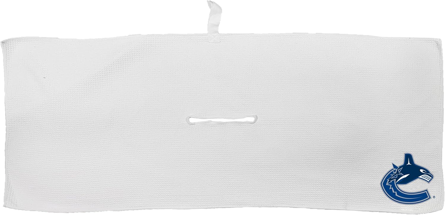 Team Golf NHL NHL Microfiber Towel - 16" X 40" (White) with Carabiner Clip, Premium Microfiber with Deep Waffle Pockets- Superior Water Absorption and Quick Dry Golf Cleaning Towel