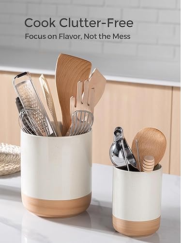 Miniatura 5 de AmorArc Soporte para utensilios de cerámica, 7.25 pulgadas + 5.4 pulgadas de cocina para encimera, organizador de encimera de cocina con parte