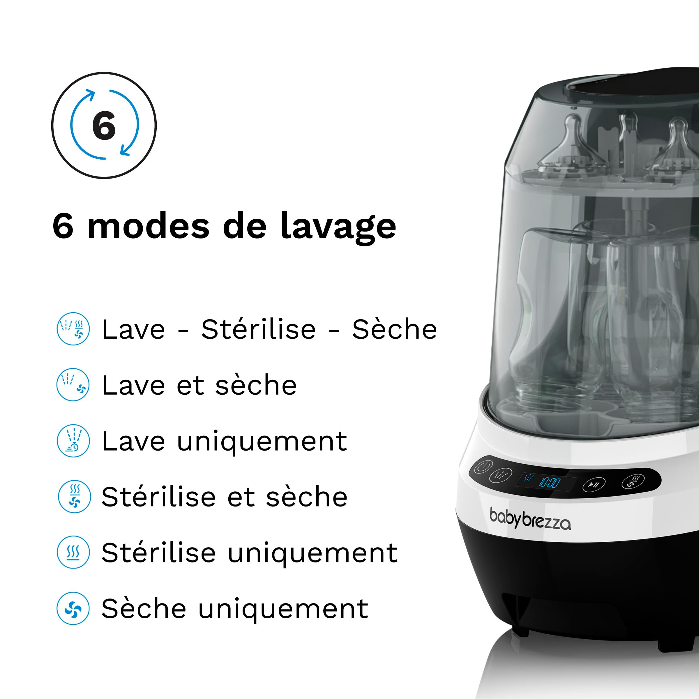 Baby Brezza - Lave-biberons Bottle Washer Pro - lave, stérilise et sèche automatiquement biberons et accessoires de tire-lait