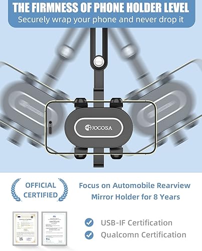Miniatura 2 de Soporte para teléfono con espejo retrovisor, giratorio de 360, soporte universal retráctil y giratorio, soporte de teléfono celular para iPhone,