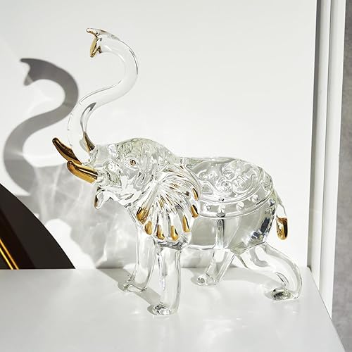 Miniatura 15 de Estatua de elefante de cristal única hecha a mano, elegantes figuras de elefante para decoración del hogar, regalos de cristal para fiestas