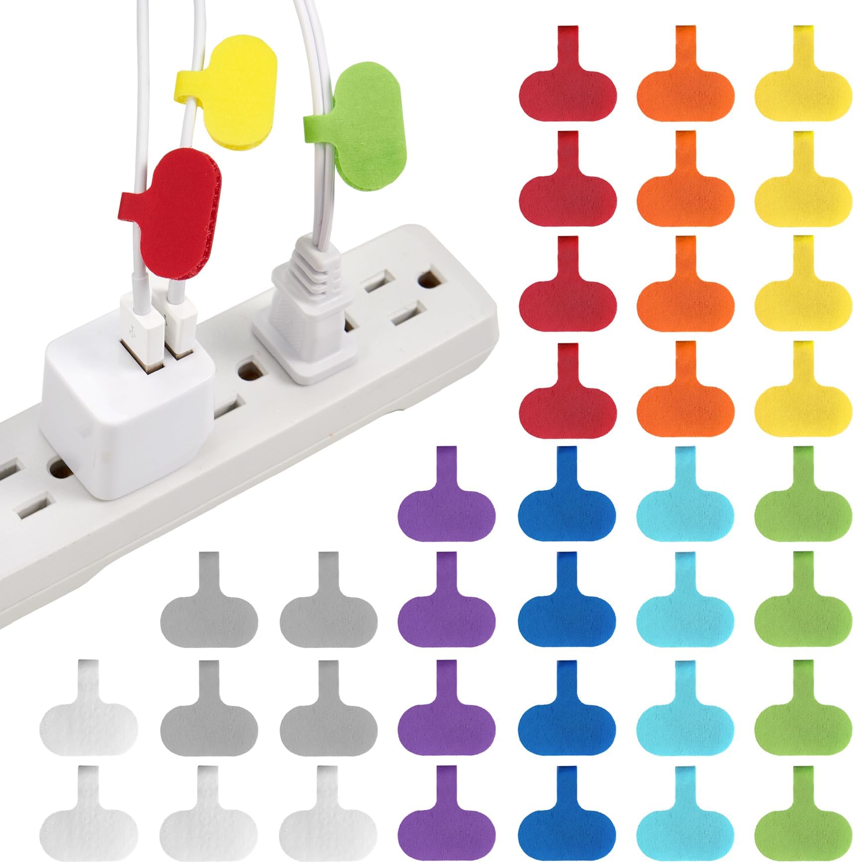 Wrap-It Storage - Cable Labels, Oval, Multi-Color (36 Pack) Write On Cord Labels, Wire Tags
