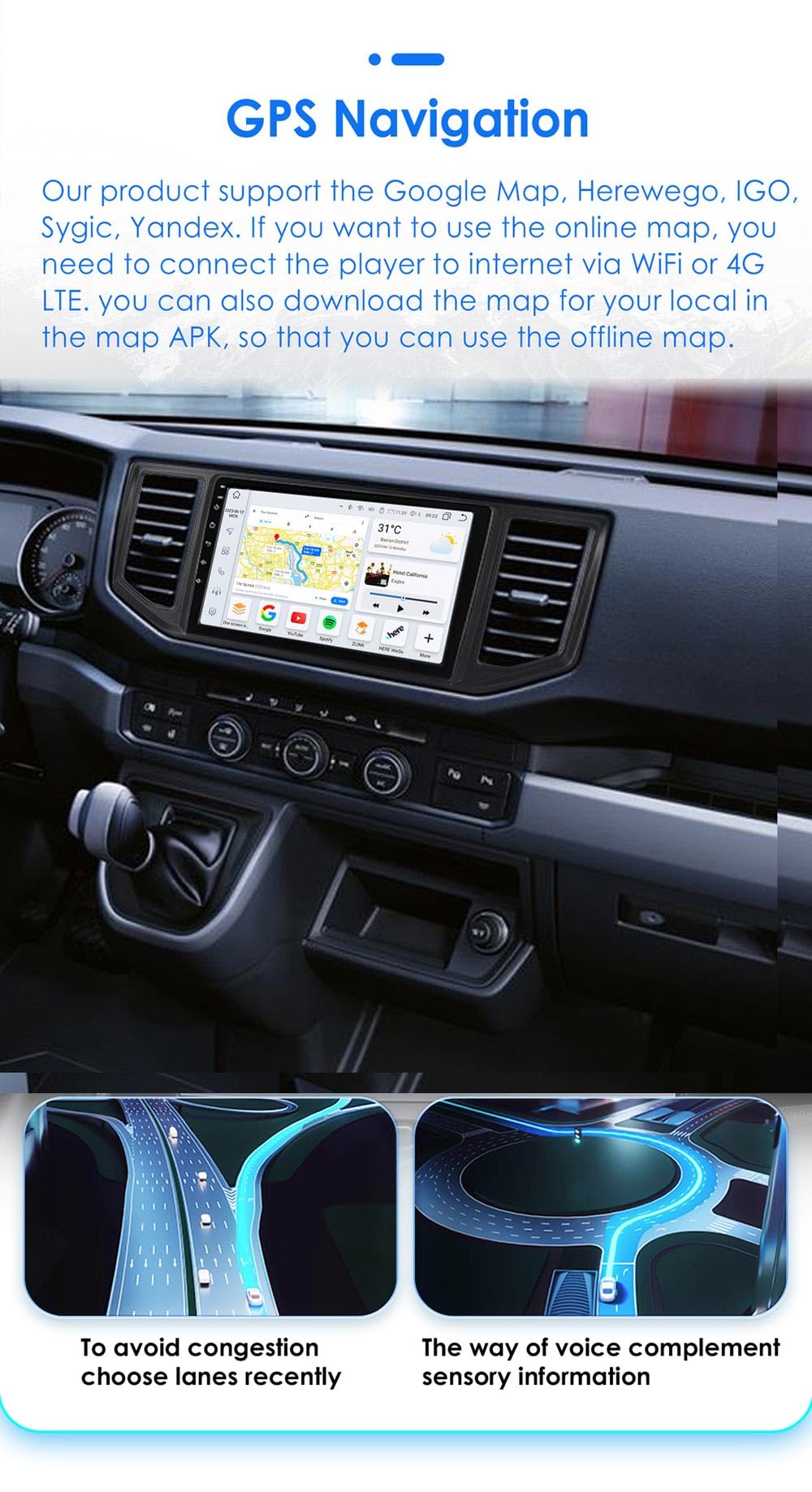 10 Zoll Touchscreen GPS Navi Navigationsgerät für Auto PKW LKW Navigation mit Europa UK 52 Karten,Lebenslang kostenloses Kartenupdate