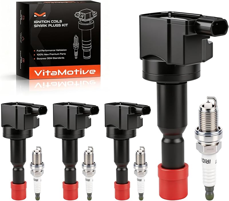 Kit de bobinas de ignição e velas VitaMotive para Honda Fit 2007-2008 1.5L L4 – 4 bobinas e 4 velas